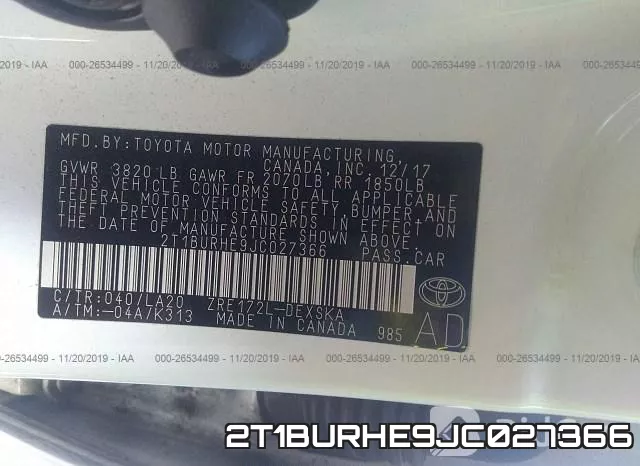 2T1BURHE9JC027366 фото 9