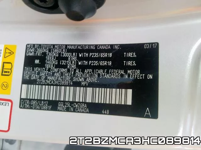 2T2BZMCA3HC089814 фото 2