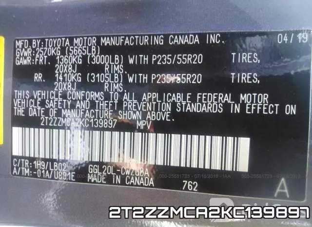 2T2ZZMCA2KC139897 фото 9