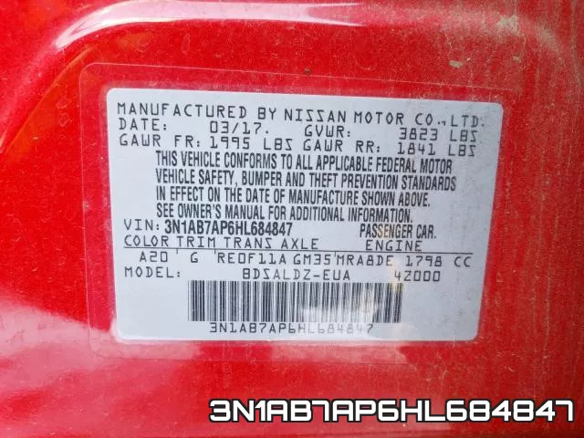 3N1AB7AP6HL684847 фото 2
