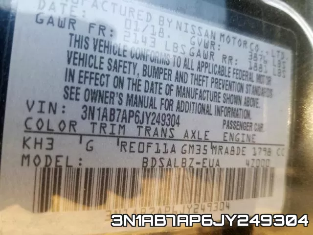 3N1AB7AP6JY249304 фото 2