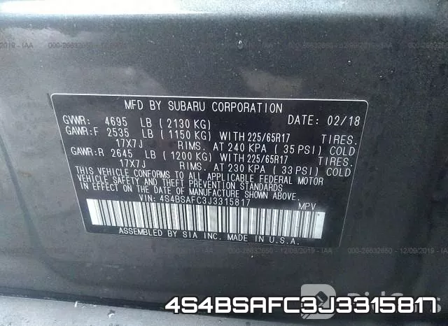 4S4BSAFC3J3315817 фото 10