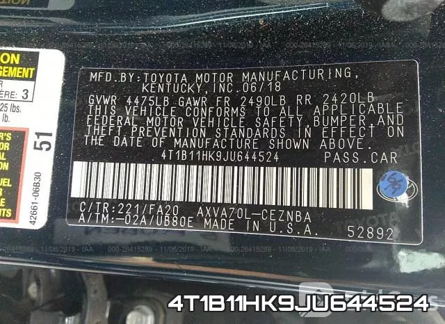 4T1B11HK9JU644524 фото 9