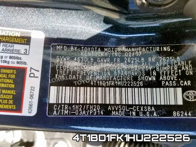4T1BD1FK1HU222526 фото 2