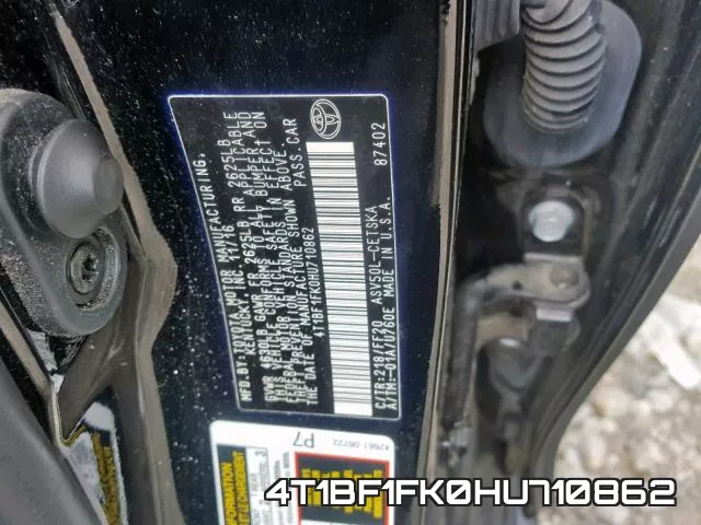 4T1BF1FK0HU710862 фото 2