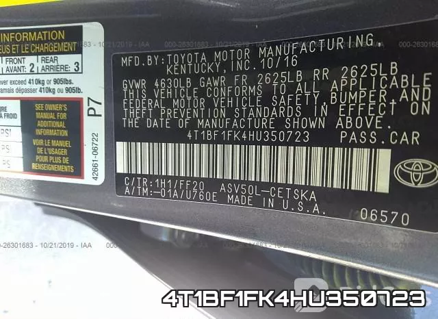 4T1BF1FK4HU350723 фото 10