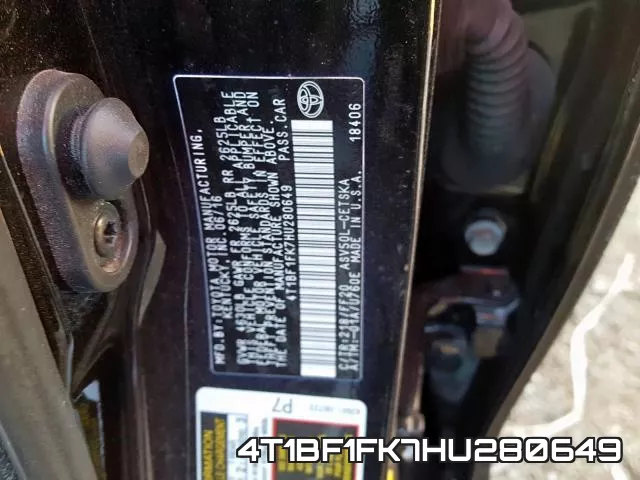 4T1BF1FK7HU280649 фото 2
