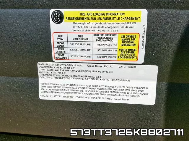 573TT3726K8802711 фото 2