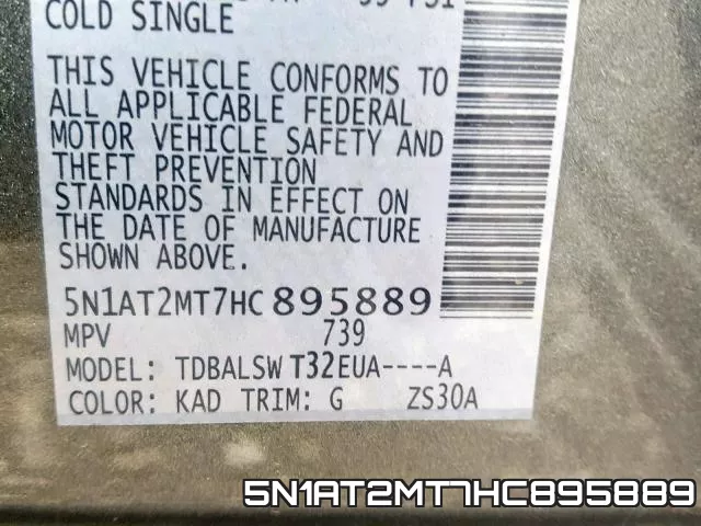 5N1AT2MT7HC895889 фото 2