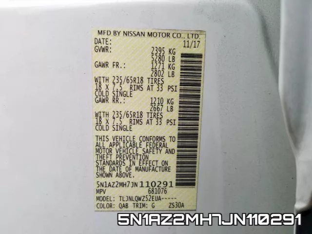 5N1AZ2MH7JN110291 фото 2