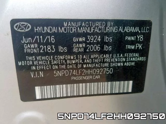 5NPD74LF2HH092750 фото 2