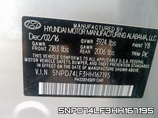 5NPD74LF3HH167195 фото 2