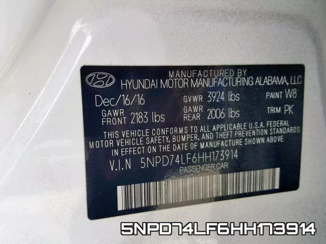 5NPD74LF6HH173914 фото 2