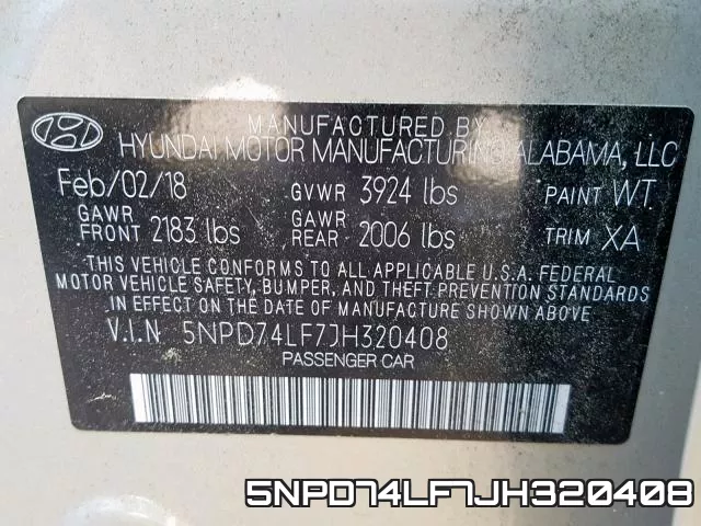 5NPD74LF7JH320408 фото 2