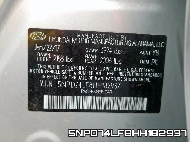 5NPD74LF8HH182937 фото 2