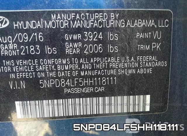 5NPD84LF5HH118111 фото 10