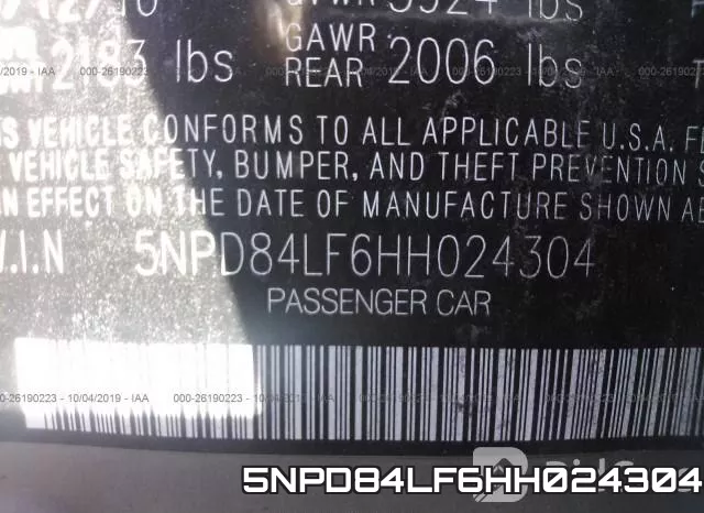 5NPD84LF6HH024304 фото 10