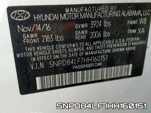 5NPD84LF7HH160151 фото 2