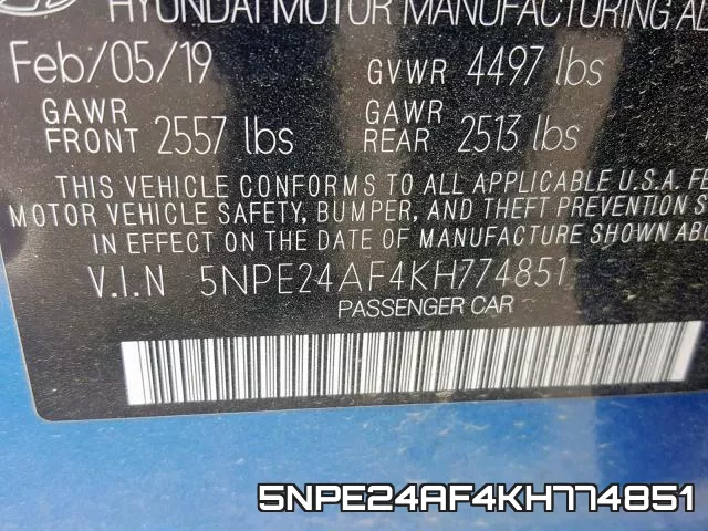 5NPE24AF4KH774851 фото 2