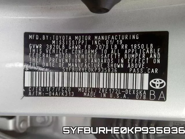 5YFBURHE0KP935836 фото 2