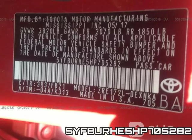 5YFBURHE5HP705282 фото 10