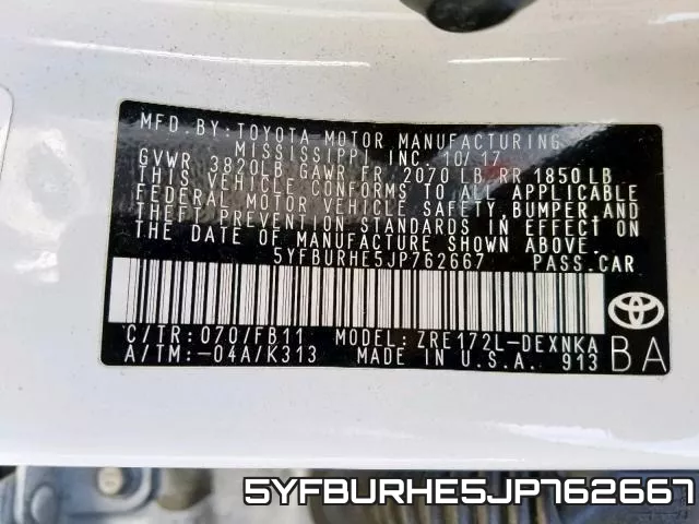 5YFBURHE5JP762667 фото 2