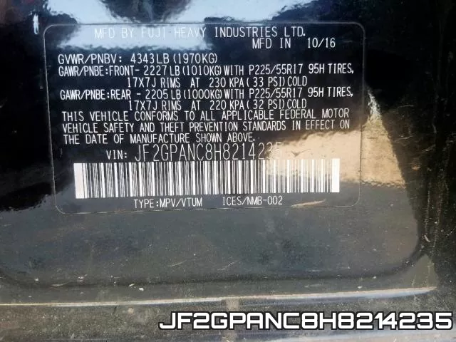 JF2GPANC8H8214235 фото 2