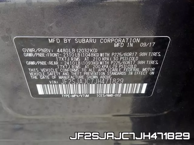 JF2SJAJC7JH471829 фото 2