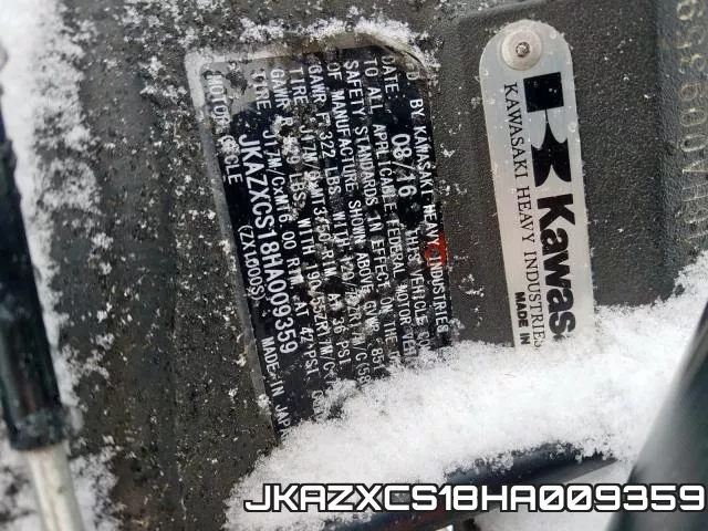 JKAZXCS18HA009359 фото 2
