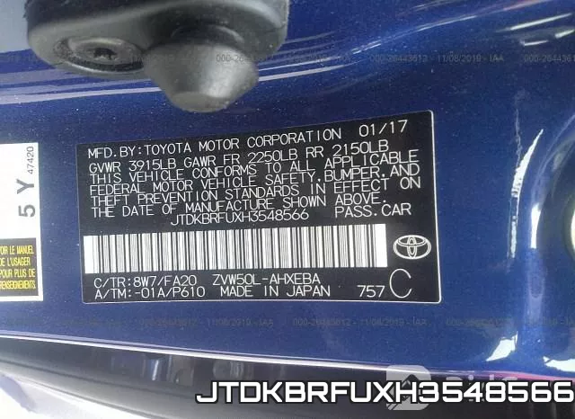JTDKBRFUXH3548566 фото 10