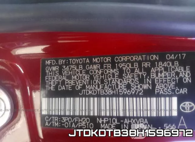 JTDKDTB38H1596972 фото 9
