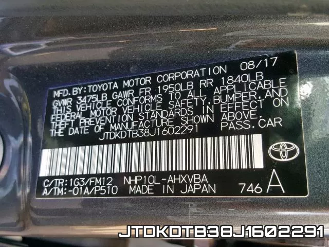 JTDKDTB38J1602291 фото 2