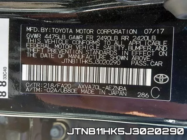 JTNB11HK5J3020290 фото 2