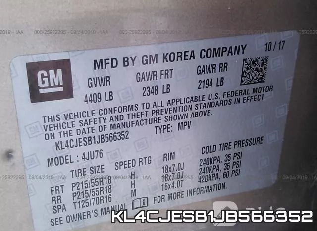 KL4CJESB1JB566352 фото 10