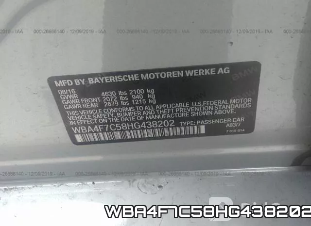 WBA4F7C58HG438202 фото 10