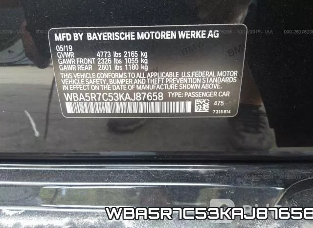 WBA5R7C53KAJ87658 фото 10