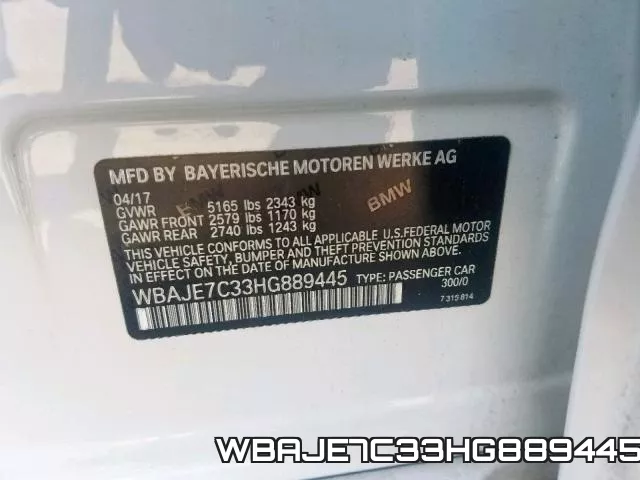 WBAJE7C33HG889445 фото 2