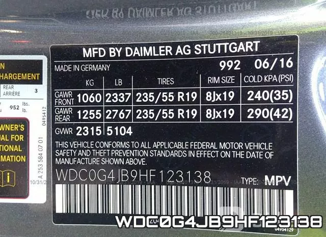 WDC0G4JB9HF123138 фото 9