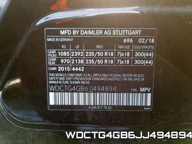 WDCTG4GB6JJ494894 фото 2