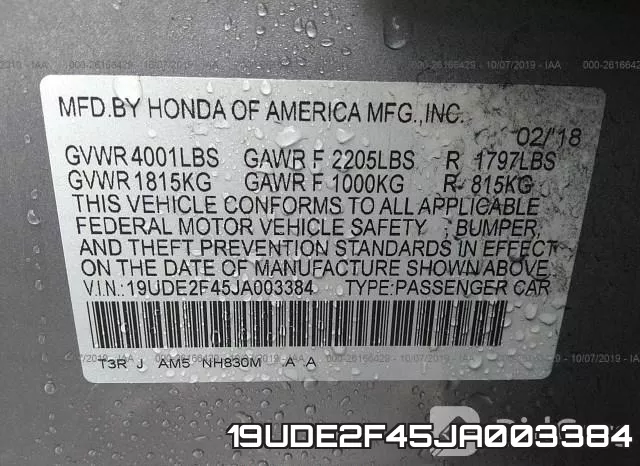 19UDE2F45JA003384 фото 9