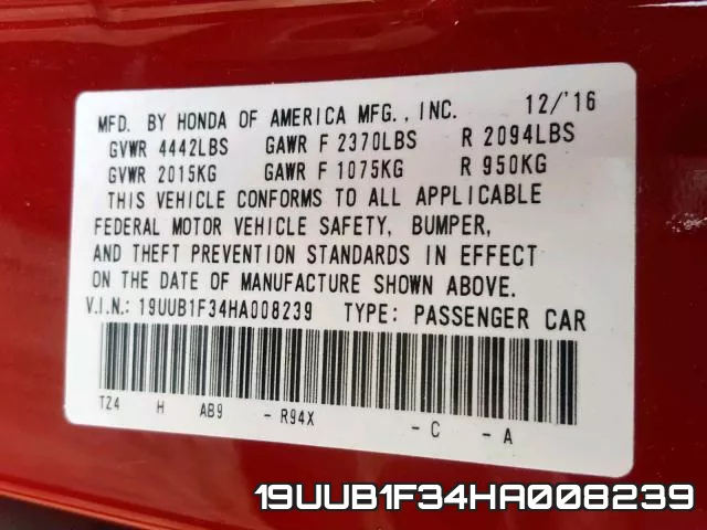 19UUB1F34HA008239 фото 2