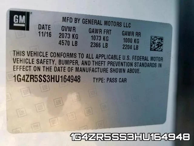 1G4ZR5SS3HU164948 фото 2