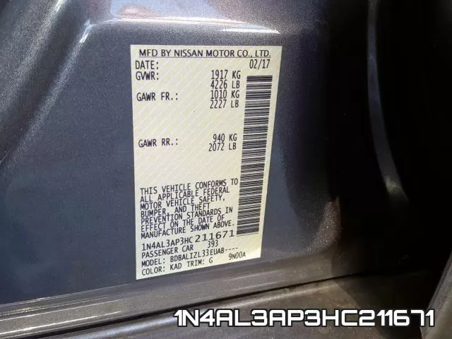 1N4AL3AP3HC211671 фото 2