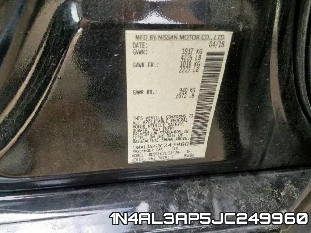 1N4AL3AP5JC249960 фото 2