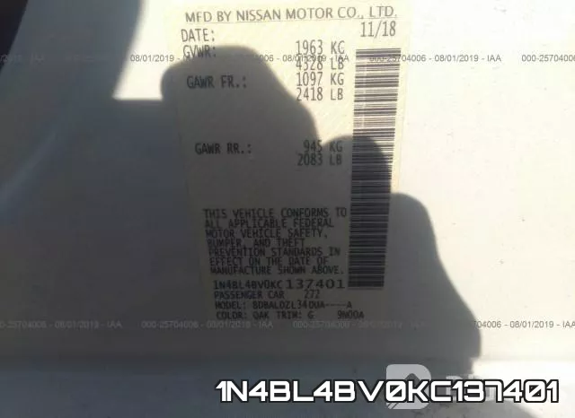 1N4BL4BV0KC137401 фото 7