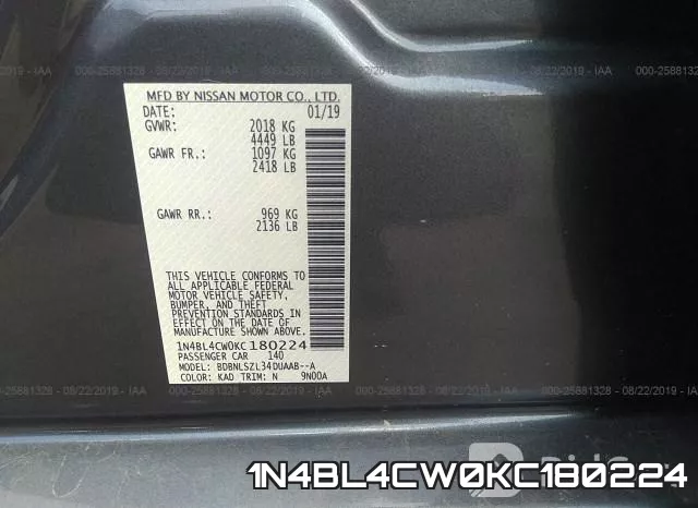 1N4BL4CW0KC180224 фото 9