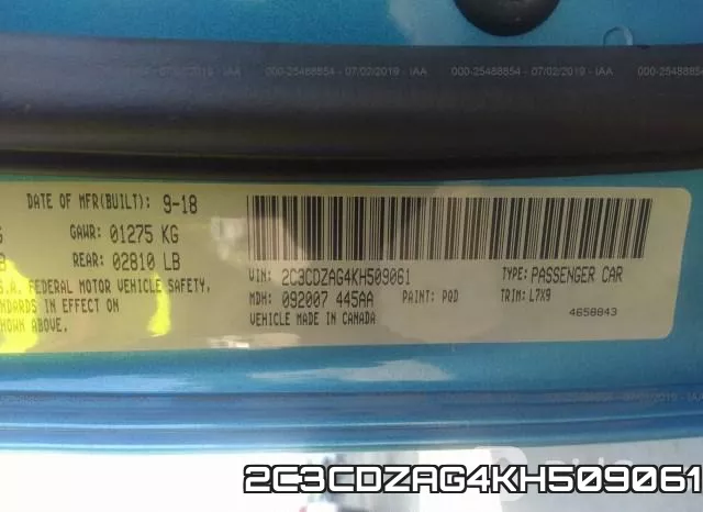 2C3CDZAG4KH509061 фото 9