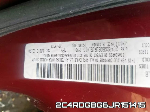 2C4RDGBG6JR151415 фото 2