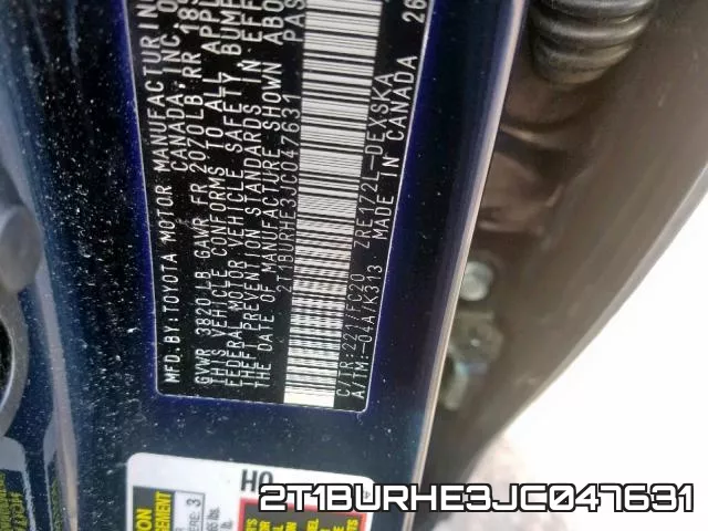 2T1BURHE3JC047631 фото 2