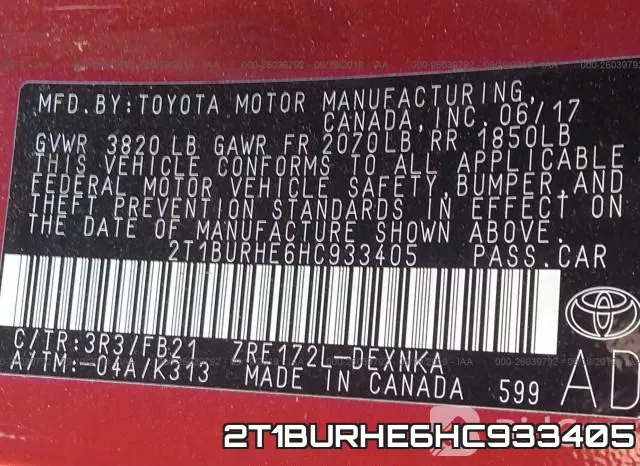 2T1BURHE6HC933405 фото 8